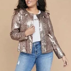 Lane Bryant rose gold sequin blazer NWT